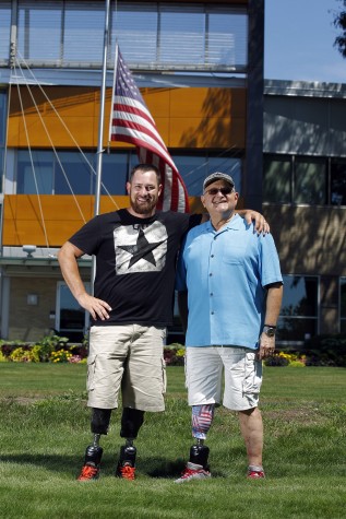 Dylan and Larry at BiONX headquarters in Bedford, MA, July 20, 2016. (Photo/Stew Milne)